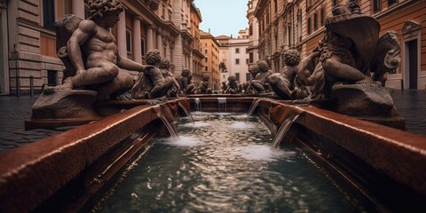 Fountains in Piazza Navona in Rome, Italy - obrazy, fototapety, plakaty
