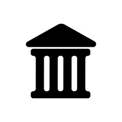 Museum black silhouette.Museum building icon on isolated background.Vector.