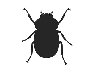 カブトムシのメスの成虫のシルエットのイラスト