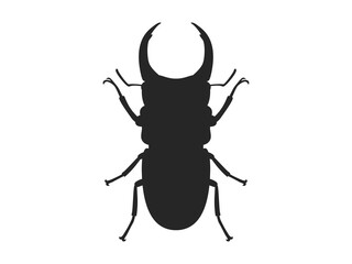 クワガタムシの成虫のシルエットのイラスト