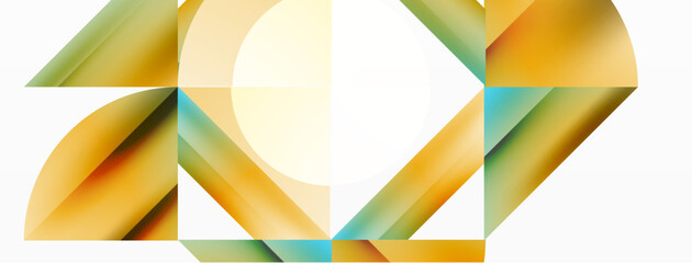 Minimalist marvel - squares and circles unite in harmonious geometry. Muted tones weave serene backdrop where structured tiles form dance of timeless elegance, epitomizing modern simplicity