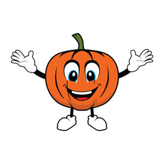 Pumpkin mascot with happy smiling face