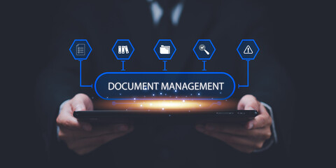 Accountant showing office document auditing concept ,plan review process and assess correctness...