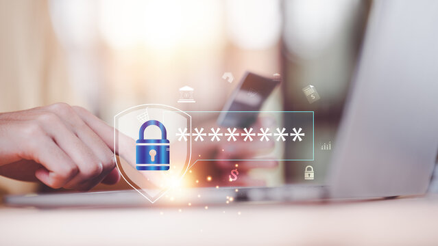 Data protection concept and secure internet security access ,cyber security technology ,Login to online database with your username and password ,cybersecurity ,Protecting data from theft