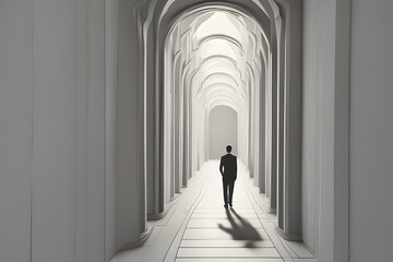 person in the corridor. Generate AI