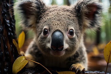 Koala in the eucalyptus forest, Australia.