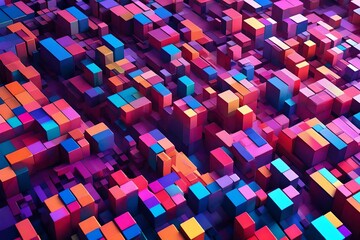 a vibrant 3D abstract background reminiscent of pixel art