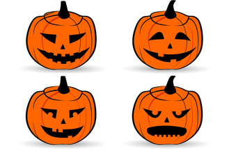 Pumplin halloween vector pack differend faces