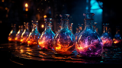 magic bottle with burning candle