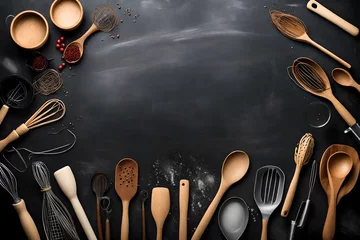 kitchen utensils on wooden background © Stone Shoaib