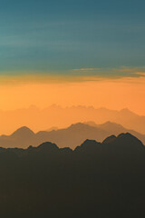 Abstract landscape of vertical mountains