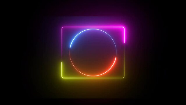 Neon rectangle frame rotation .