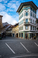 Art, historic buildings and colors of the Slovenian capital. Ljubljana.