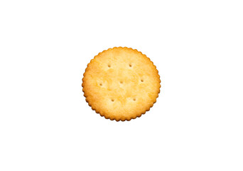 Single round butter biscuit isolated on white. Top view.