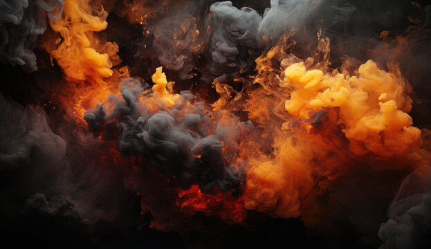 black and orange smoke wallpaper. created by generative AI technology.
