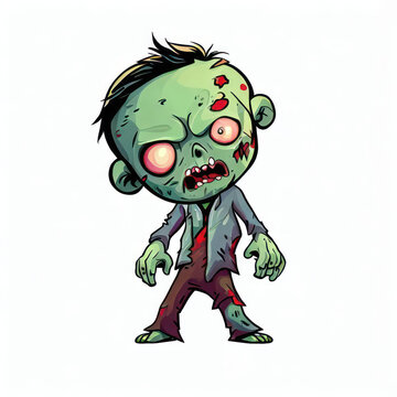 Illustration zombie cartoon isolated on white background.generative AI