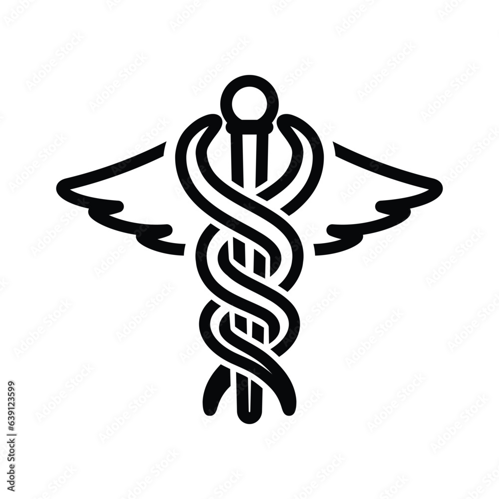 Poster medical caduceus pharmacy vector icon