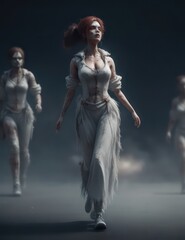 Obraz premium illustration zombie woman with studio light.generative AI