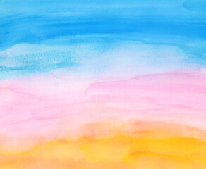 watercolor brush yellow orange pink blue paint background