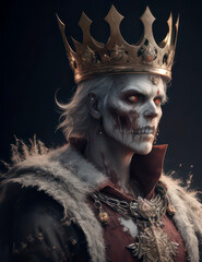 illustration zombie king with studio light. generative AI