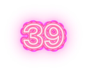 Pink Neon Alphabet Letters,  Numbers, And Signs On a Transparent Background