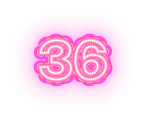 Pink Neon Alphabet Letters,  Numbers, And Signs On a Transparent Background