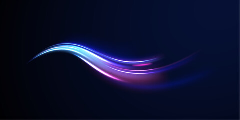 Red blue motion police line, horizontal light rays. Abstract vector fire circles, sparkling swirls and energy light spiral frames. Luminous stripes on a transparent background. Vector.