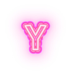 Pink Neon Alphabet Letters,  Numbers, And Signs On a Transparent Background