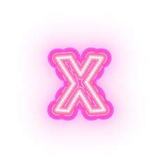 Pink Neon Alphabet Letters,  Numbers, And Signs On a Transparent Background