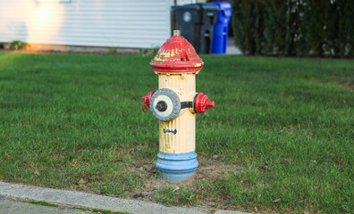 Fototapeta na wymiar Fire hydrant stands ready, a symbol of safety, preparedness, and vital connection to quenching emergencies on city streets