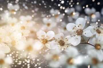 Beautiful white flower on a dark background with bokeh.