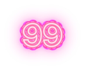 Pink Neon Alphabet Letters,  Numbers, And Signs On a Transparent Background