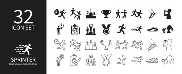 Icon set related to short-distance runners