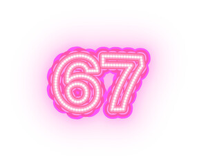 Pink Neon Alphabet Letters,  Numbers, And Signs On a Transparent Background