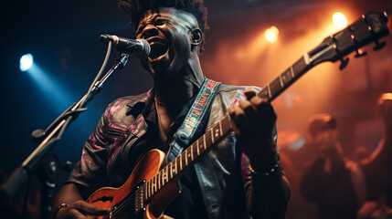 Rock star in the concert.