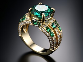 Photography of unique green emerald engagement ring design