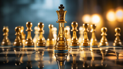 Golden queen stands as the leader on the chessboard in a game symbolizing business strategy, success, management, and modern leadership concepts, including disruption and planning.

Generative AI
