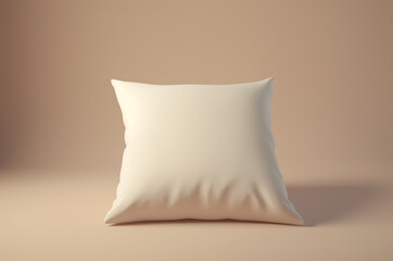White pillow mockup. Minimalistic pillow on a beige background
