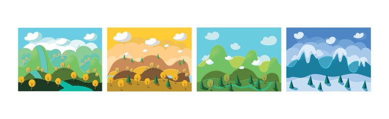 Mobile Game Horizontal Backgrounds and Scenery Vector Set