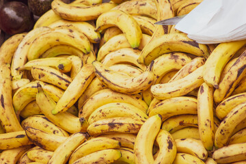 Bananas at the market display stand