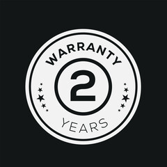 2 years warranty seal stamp, vector label.