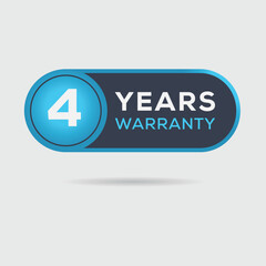 4 years warranty seal stamp, vector label.