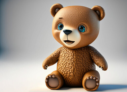 Teddy bear isolated on white background. 3D illustration