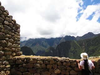 person on the top of a mountain