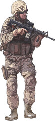 Drawing Elite soldier, authoritative, brave, art.illustration, vector