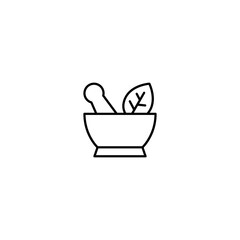 Mortar and pestle line icon vector design