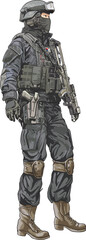 Drawing Korean special force,elite, strong, art,illustration,vector