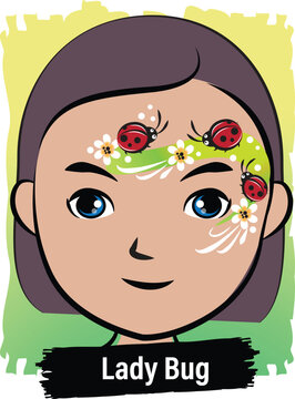 Face-Painting Creative Card Design- Ladybugs