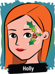 Face-Painting Creative Card Design- Christmas Holly