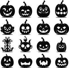 Halloween silhouette set on white background vector illustration